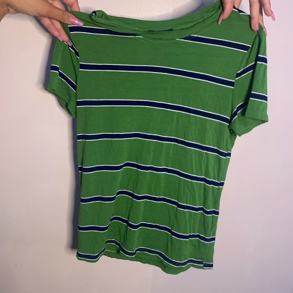 forever 21 green stripped shirt